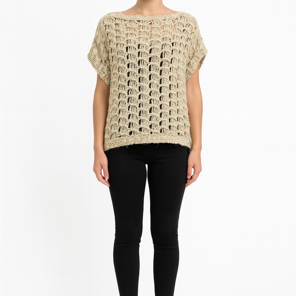 Zara Beige Open-Knit Sweater
